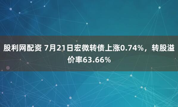 股利网配资 7月21日宏微转债上涨0.74%，转股溢价率63.66%