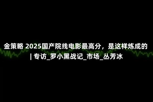 金策略 2025国产院线电影最高分，是这样炼成的 | 专访_罗小黑战记_市场_丛芳冰